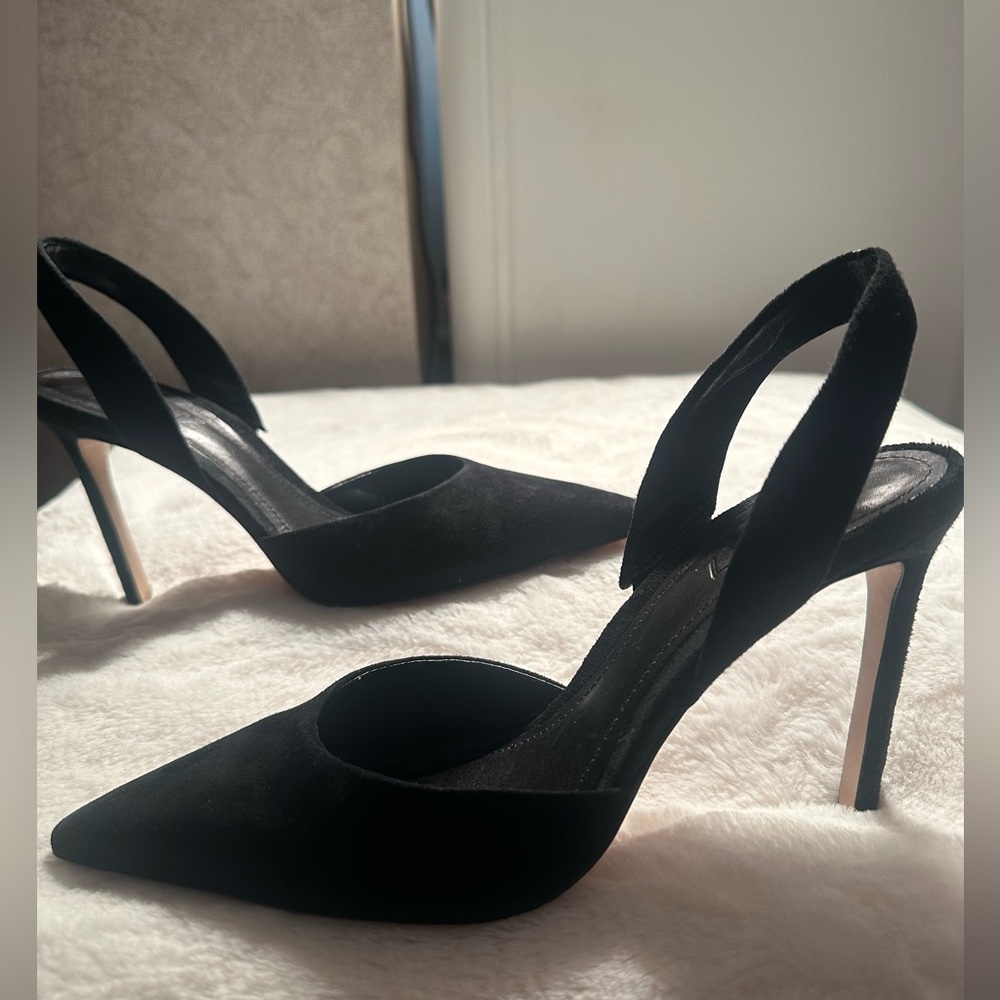 Black suede Schultz heels, size 6.5 - so elegant!  So sexy!